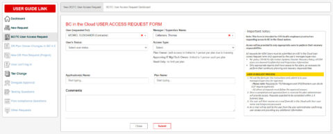 EDR Process User access request form